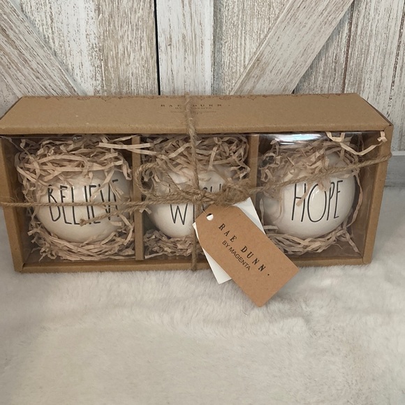 Rae Dunn Believe Wish Hope Ceramic Ornaments - Picture 1 of 7